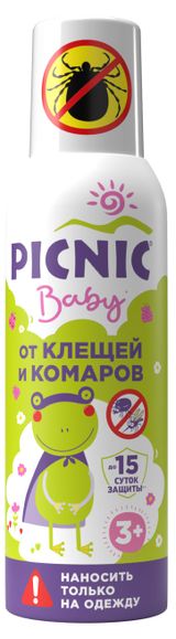 Изображение товара Аэрозоль от клещей и комаров Picnic Baby, 125 мл