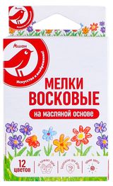 Изображение товара Мелки восковые АШАН Красная птица, 12 цветов