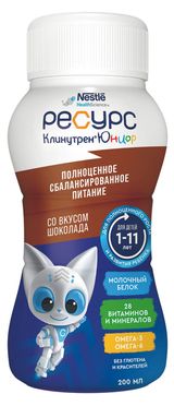 Изображение товара Смесь готовая Resource Clinutren Junior со вкусом шоколада, 200 мл
