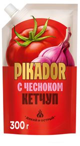 Изображение товара Кетчуп томатный Pikador с чесноком, 300 г