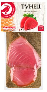 Изображение товара Тунец АШАН Красная птица филе-ломтики холодного копчения, 100 г