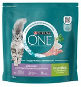 Изображение товара Сухой корм для кошек Purina ONE с индейкой и рисом, 1.5 кг