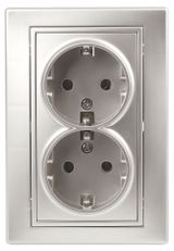 Изображение товара Розетка двойная Intro Plano скрытой установки цвет алюминий