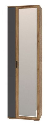 Изображение товара Шкаф узкий Бостон с зеркалом Дуб Вотан/Антрацит, 600х270х2110 мм
