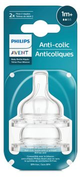 Изображение товара Соска Philips Avent с медленным потоком Philips Avent Anti-colic 1 мес.+, 2 шт