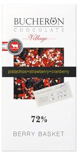 Изображение товара Шоколад горький BUCHERON с клюквой, клубникой и фисташками, 100 г