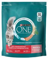 Изображение товара Сухой корм Purina ONE для стерилизованных кошек и кастрированных котов с лососем, 750 г