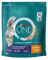 Изображение товара Сухой корм Purina ONE для стерилизованных кошек и кастрированных котов живущих в домашних условиях с курицей, 750 г