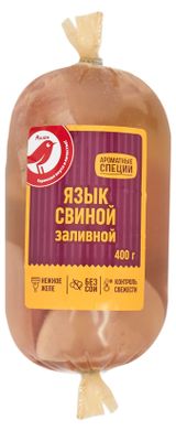 Изображение товара Язык свиной заливной АШАН Красная птица нежное желе, 400 г