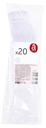 Изображение товара Набор одноразовых столовых ложек Actuel прозрачные 17х10 см, 20 шт