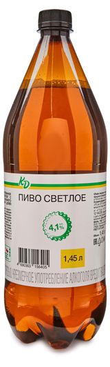 Изображение товара Пиво светлое «Каждый день» фильтрованное 4,1%, 1,45 л