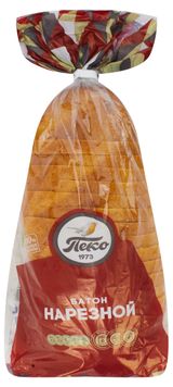 Изображение товара Батон пшеничный нарезной белый «ПЕКО» нарезка, 400 г
