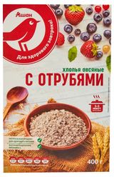 Изображение товара Хлопья овсяные АШАН Красная птица с отрубями, 400 г