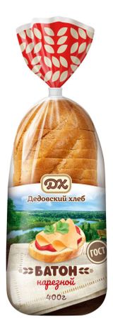 Изображение товара Батон нарезной «Дедовский хлеб» нарезанный, 400г