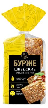 Изображение товара Хлебцы ржано-пшеничные серые «Хлебный Дом» Бурже шведские для сандвичей с семенами 4 шт, 280 г