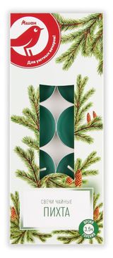 Изображение товара Свечи АШАН Красная птица чайные с ароматом пихты, 10 шт