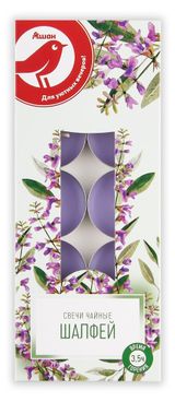 Изображение товара Свечи АШАН Красная птица чайные с ароматом шалфея, 10 шт