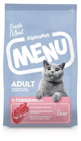 Изображение товара Сухой корм для кошек AlphaPet Menu с говядиной, 1,5 кг