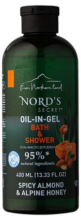 Изображение товара Гель-масло для душа Nord's Secret Смягчающий Пряный миндаль и альпийский мед, 400 мл