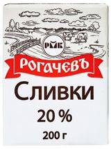 Изображение товара Сливки стерилизованные питьевые «Рогачевъ» нормализованные 20% БЗМЖ Беларусь, 200 г