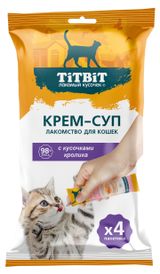 Изображение товара Лакомство для кошек TITBIT Крем-суп с кусочками кролика, 4х10 г