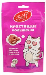 Изображение товара Лакомство для кошек Biff Хрустящие подушечки с паштетом из баранины, 60 г