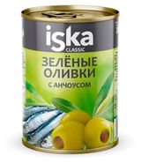 Изображение товара Оливки зеленые iska с анчоусом, 300 мл