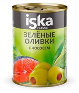 Изображение товара Оливки зеленые iska с лососем, 300 мл
