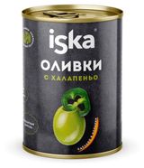 Изображение товара Оливки зеленые iska с халапеньо, 300 мл