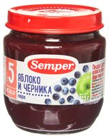 Изображение товара Пюре фруктовое Semper яблоко и черника с 5 мес., 125 г