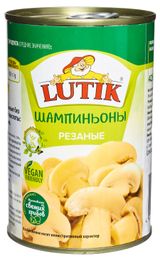 Изображение товара Шампиньоны LUTIK резаные маринованные, 425 мл