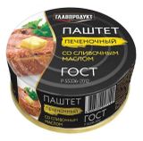 Изображение товара Паштет печеночный «ГЛАВПРОДУКТ» со сливочным маслом, 100 г