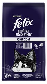 Изображение товара Сухой корм для кошек Felix Двойное удовольствие с мясом, 10 кг