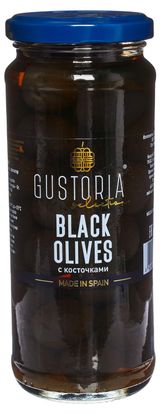 Изображение товара Маслины Gustoria черные с косточками, 358 мл