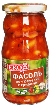 Изображение товара Фасоль Еко по-гречески с грибами стерилизованная, 510 г