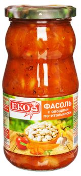 Изображение товара Фасоль Еко с овощами по-итальянски в томатном соусе, 510 г