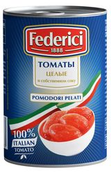 Изображение товара Томаты Federici целые в собственном соку Италия, 425 мл