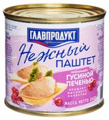 Изображение товара Паштет «ГЛАВПРОДУКТ» Нежный с Гусиной печенью, 240 г