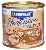 Изображение товара Паштет «ГЛАВПРОДУКТ» Нежный с Говяжьей печенью, 240 г