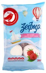 Изображение товара Зефир АШАН Красная птица Бело-розовый с ароматом ванили и малины, 250 г