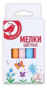 Изображение товара Мелки школьные АШАН Красная птица цветные круглые, 10 шт
