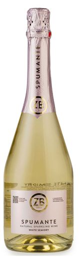 Изображение товара Игристое вино ZB WINE Spumante белое полусухое Россия, 0,75 л