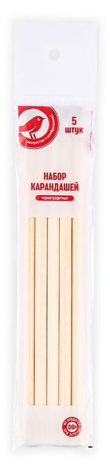 Изображение товара Набор карандашей АШАН Красная птица чернографитных, 5 шт