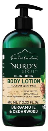Изображение товара Лосьон для тела Nord's Secret Увлажняющий с эфирным маслом Бергамот и кедр, 400 мл
