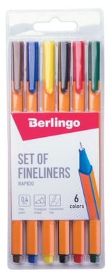 Изображение товара Набор капиллярных ручек Berlingo Rapido, 6 шт