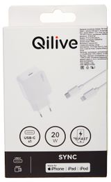 Изображение товара Устройство зарядное сетевое Qilive 1 USB-C PD20W + 8 PIN 1,2 м белый