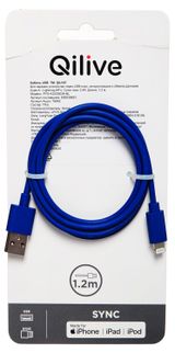 Изображение товара Кабель Qilive USB-8 PIN MFI 2.4A синий, 1,2 м