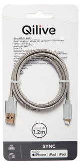 Изображение товара Кабель Qilive USB-8 PIN MFI 2.4A серебристый, 1,2 м