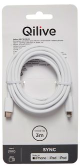 Изображение товара Кабель Qilive USB-С + 8 PIN белый, 3 м