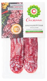 Изображение товара Колбаса «Снежана» Брауншвейгская сырокопченая нарезка, 100 г